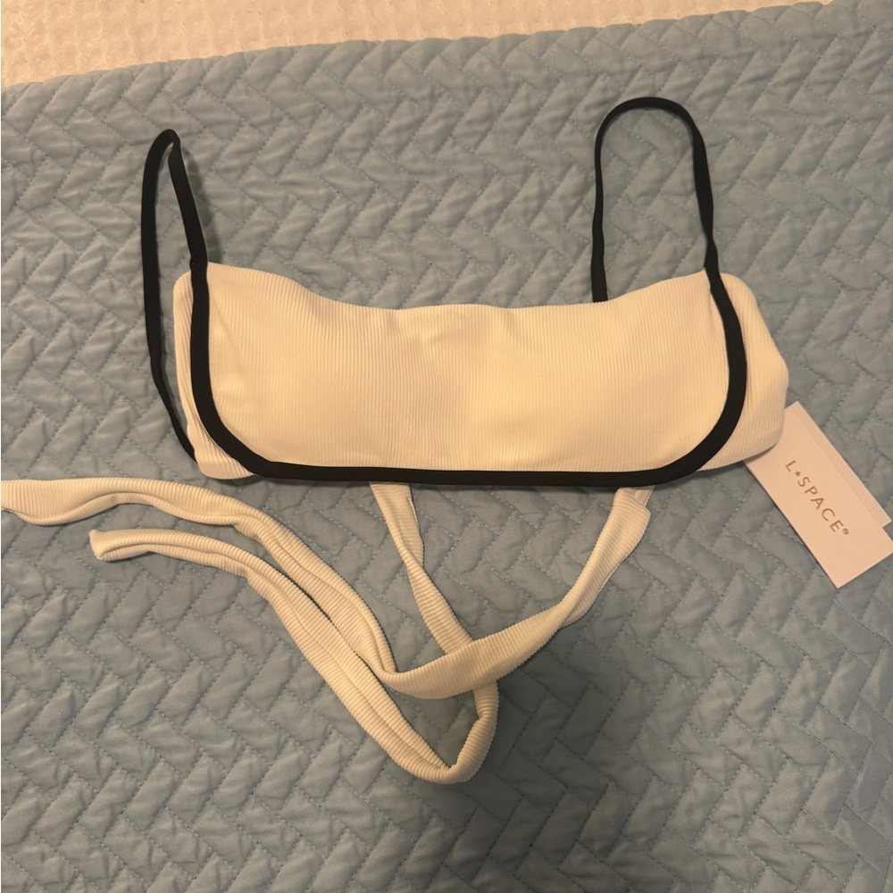 l*space White Bikini Top with Black Straps